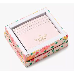 S Kate Spade Boxed Madison Small Slim Leather Cardholder KG624 Pink NWT $99